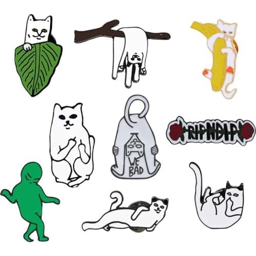 Hot Cartoon Funny Cat Brooches Animal Enamel Pin for Women Jackets Lapel Pins Bag Metal Badges Button Corsage Fashion Jewelry