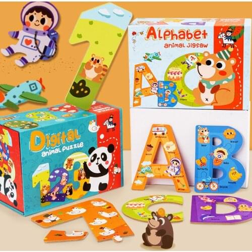 Childrens Cognitive Block Advanced Alphanumeric Animal Puzzle Toy Kindergarten Preschool Education Word Puzzle