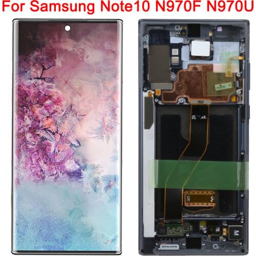 Original Note10 Screen For Samsung Galaxy Note 10 Display With Frame SM-N970F/DS N970U N970A LCD Display Touch Screen Parts