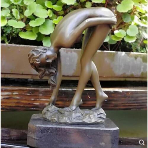 Home decoration Western Statues Sexy Lover Handicraft Body Art Copper Sculpture homosexual Nude Women Lure Oral Sex Figurines