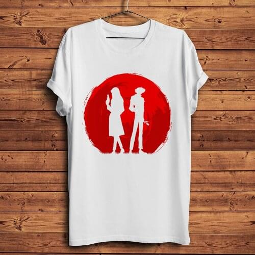 Spike Spiegel and Faye Valentine funny anime tshirt men casual Tee homme Bounty Hunter Cowboy Bebop unisex streetwear t shirt