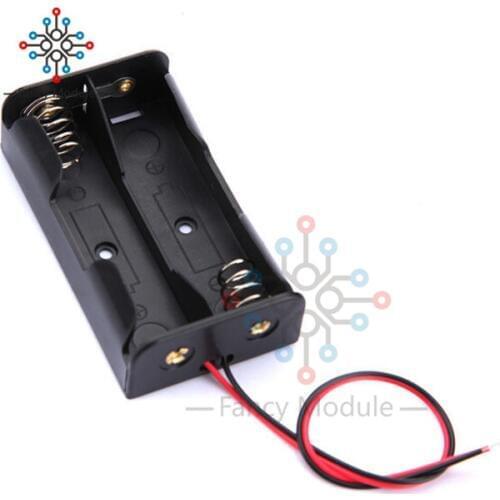 2017 Hot Sale Battery Storage Case Plastic for 2 x AA Box Holder Black With Wire Lead Wholesale New