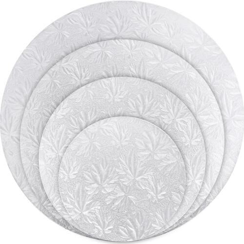 Hemoton 4pcs Cake Boards Delicate Embossed Cake Tray Serving Base Cake Circles for Transforming Decorating