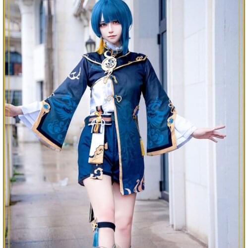Game Genshin Impact XingQiu Xing Qiu Original Ver. Battle Uniform Gorgeous Outfit Anime Xingqiu Cosplay Jacket + Shirt + Pants