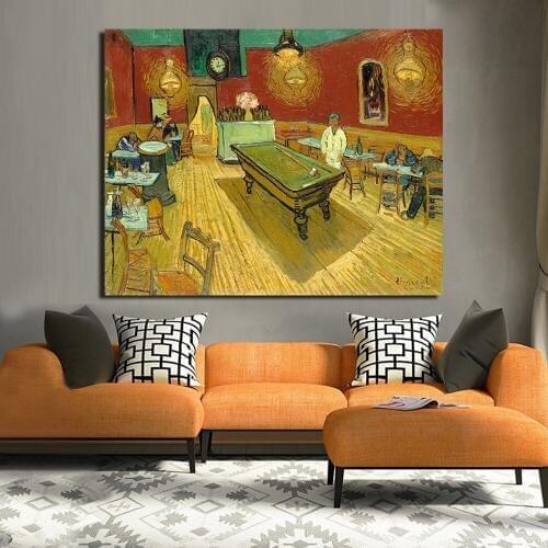 JQHYART Night Cafe by Vincent Van Gogh Print Wall Art Decoration Oil Painting on Canvas Wall Painting Picture For Living Room