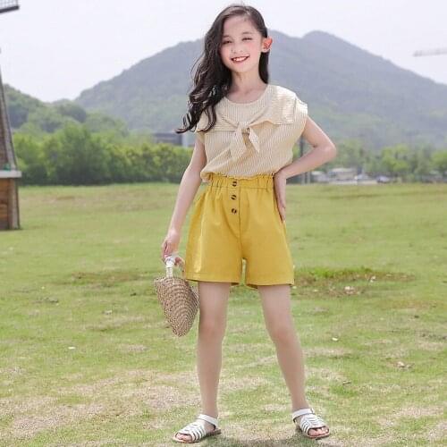 2021 Boutique Kids Clothing Sets Summer Girls Set Children Tops Shirts and Shorts 2 Pcs Suits 6 8 10 12 14 16Y Girl Clothes
