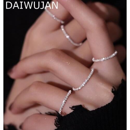 Korean Sparkling Midi Round Twist Ring for Fashion Women Silver Gold Color Gypsophila Single Finger Rings Wedding Party Jewelry