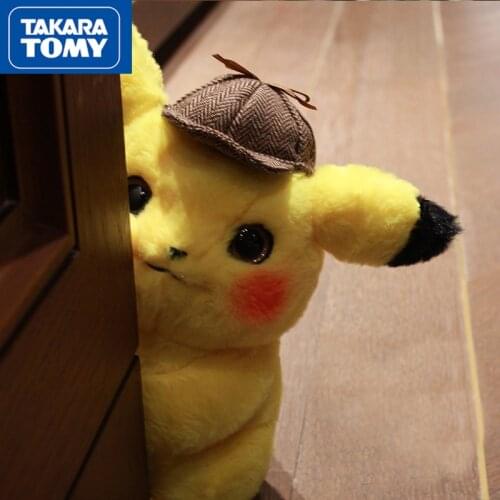 TAKARA TOMY Pokemon Anime Detective Movie Pikachu Dolls Childrens Toys Dolls Plush Toys Action Character Model Dolls