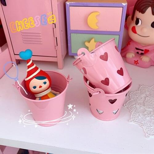 Cute Desktop Storage Bucket Organizer Girly Mini Pink Basket Cute Desktop Storage Box Kawaii Bedroom Organizor