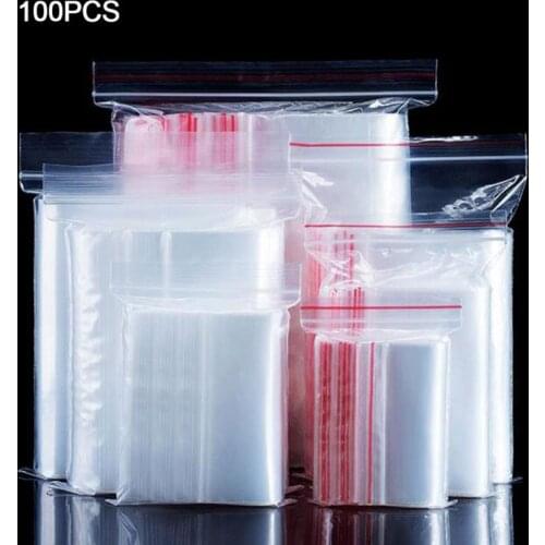 100 Grip Self Seal Zip Lock Storage Bag Multipurpose Home PE Reusable Organizer Pouch Universal Clear Packaging Jewelry Pouch
