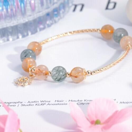 QiLuxy Fashion Gold Color Rudder Zircon Charm Bracelets for Women Girl Crystal Beads Cute Bracelets Female Jewelry Gifts