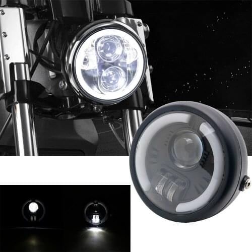 6.5 inch Motorcycle Round LED Halo Headlight turn signal light Cafe Racer Vintage Motorcycle Headlamp Bulb Side Mount Bracket