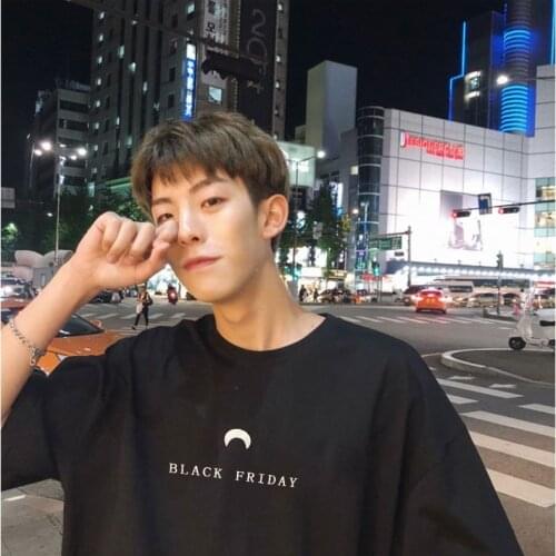 Summer trend mens Korean version of the short-sleeved t-shirt loose-fitting half-sleeved Harajuku style mens T-shirt ins top
