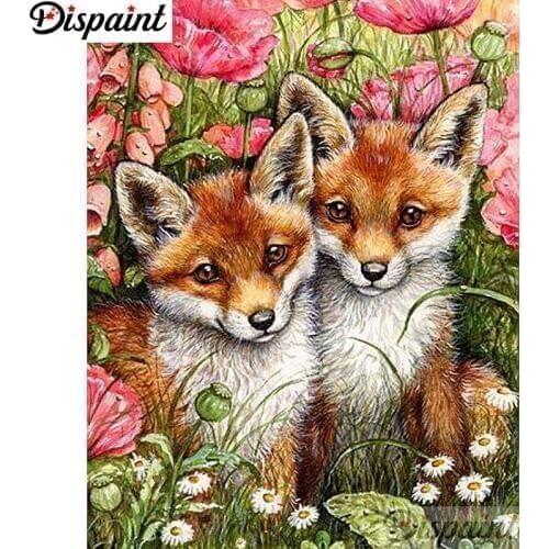 Dispaint Full Square/Round Drill 5D DIY Diamond Painting "Flower fox" Embroidery Cross Stitch 3D Home Decor A11449