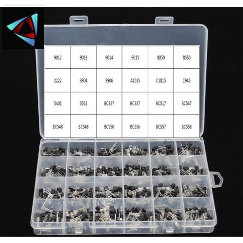 24Values TO-92 Transistor Assortment Assorted Kit Each BC327 BC337 BC517 BC547 BC548 BC549 2N2222 3906 3904 5401 5551 C945 1015