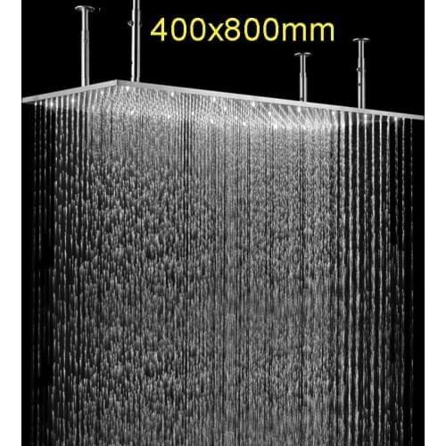 Shower head 400 x 800 mm rainfall ceiling mounted bathroom shower accessories large rain 304 stainless steel brushed surface