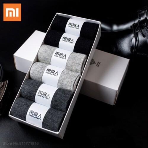 6 Pairs/lot Xiaomi Mens Cotton Socks New Style Black Business Men Socks Soft Breathable Socks Fashion Simple Wild Male Socks