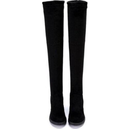 Faux Suede Slim Boots Sexy Over The Knee High Women Snow Womens Fashion Winter Thigh Shoes Woman Short Plush Thin Heels