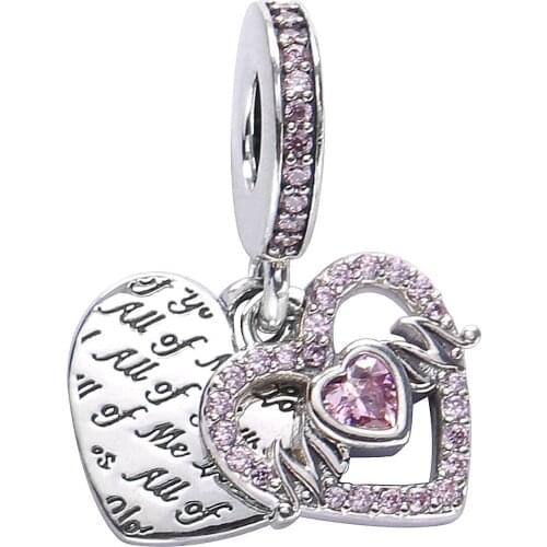 Genuine 925 Sterling Silver Beads Cherish Heart Mothers Day Love Charm Suitable for Original Bracelet DIY Ladies Jewelry
