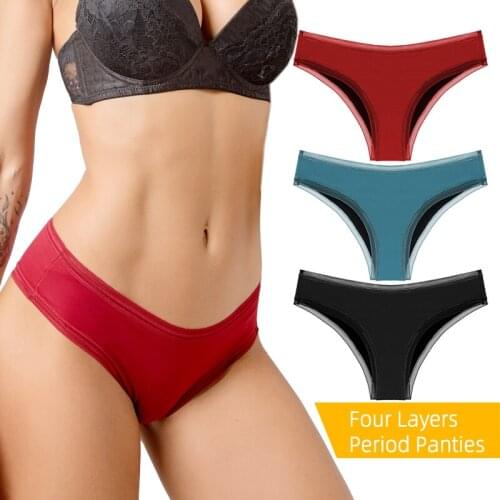 Full Protection Four Layers Waterproof Women Period Underwear Leak Proof Reusable Menstrual Period Panties 3 Colors Size S-6XL