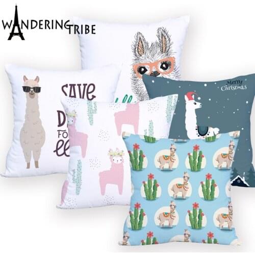 Custom Alpaca Pillow Cover Lovely llama Throw Pillows 45*45 cm Cushion Covers Home Decoration Pillowcase Printed Cushions Cover