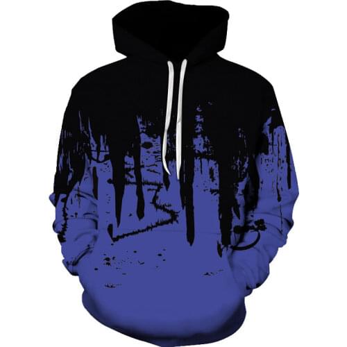 Factory direct supply fashion ink flower 3D printing casual hoodie large size outdoor sports loose custom couple hoodie