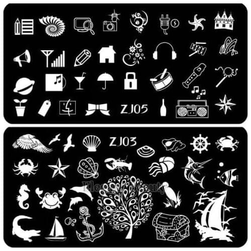 Wholesale Rectangular multi-pattern Nail Art Polish Stamping Template Image Decoration ZJ Stencil Stamp 300pcs/lot free shipping