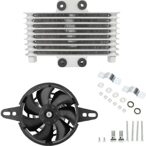 Motorcycle Engine Oil Cooler Fan Cooling Radiator Aluminum 125Ml Universal for Motorcycle Dirt Bike ATV