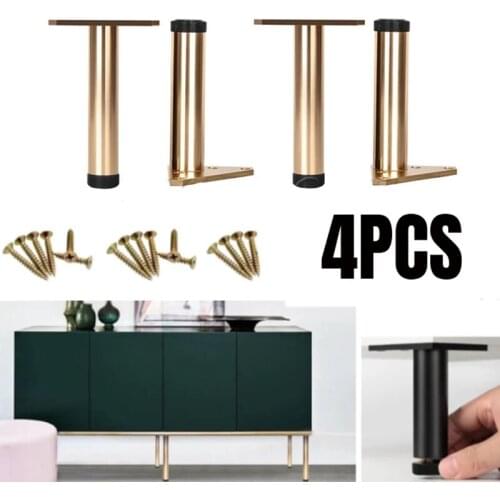 4PCS Adjustable Metal Furniture Legs Replacement Aluminum Alloy Gold For Coffe Tea Table Cabinet TV Stands Sofa With Screws