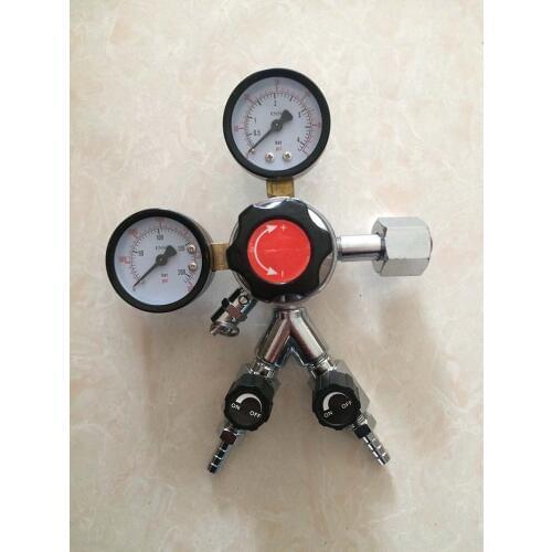 Homebrew CO2 Regulator,High Quality Double Gauge with Double Outlet,CO2 Pressure Reducer for Draft Beer Dispenser