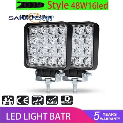 LED Car Work Light Strip Light 48W16LED Square Inspection Light Off-road Vehicle Spotlight Car Lights