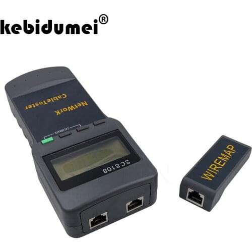 Kebidumei SC8108 LCD Network Tester Portable Multifunction Wireless CAT5 RJ45 LAN Phone Meter Length Cable Tester Meter