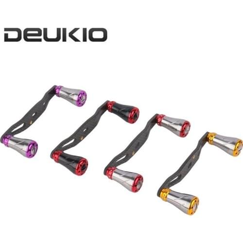 Carbon Fiber Fishing Reel Handle Bait Casting Spinning Wheel Crank Rocker with DIY Refit Grip Knobs Pesca Fishing Reel Parts