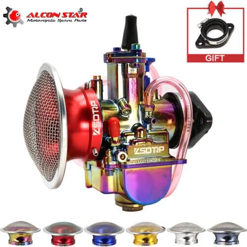 Alconstar- Universal 21mm-34mm 2T 4T PWK Motorcycle Carburetor Carburador with New Colorful Air Filter For Mikuni Koso For ATV