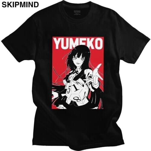 Funny Kakegurui Tshirt Men Crew Neck Short Sleeved Yumeko Jabami Printed T-shirt Pre-shrunk Cotton Anime Fan Tee Shirt Gift