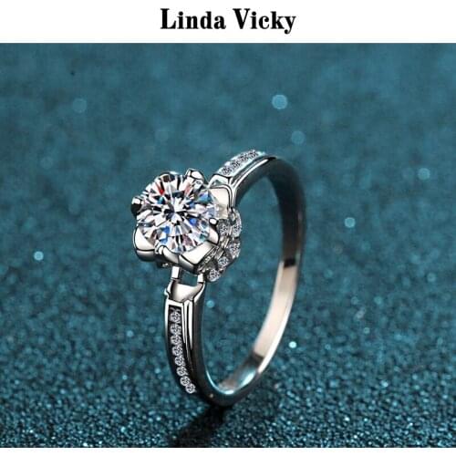 LINDA VICKY 100%Real VVS1 Moissanite 925 Silver Ring Fashion Engagement Women Rings Senior Wedding Jewelry Valentines Day Gift