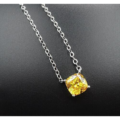 Funmode Yellow Square CZ Charms Necklace Pendant For Women Dress Accessories pentagram FN95