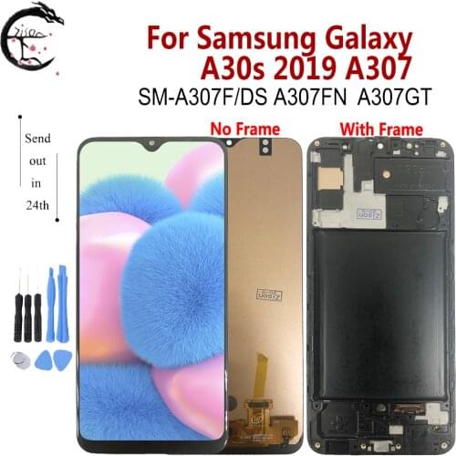 A30s LCD With Frame For Samsung Galaxy A30s 2019 Display SM-A307F/DS A307FN A307GT Screen Touch Digitizer Assembly Replacement