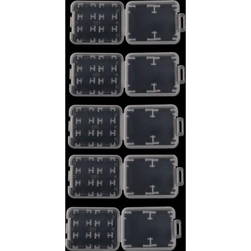 10PCS Plastic Transparent Standard SD SDHC Memory Card Case Holder Box Storage