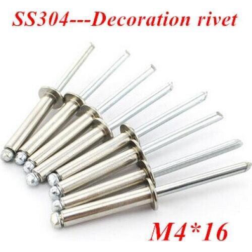 100PCS M4*16 Dome POP Head Rivet Stainless steel Core Pulling Decoration Rivets