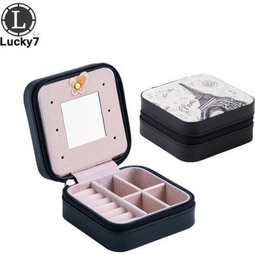 10x10x5.5cm Korea Creative Small Jewelry Box Portable Travel Jewelry Box Snake Leather Stud Earrings Storage Case For Jewelry