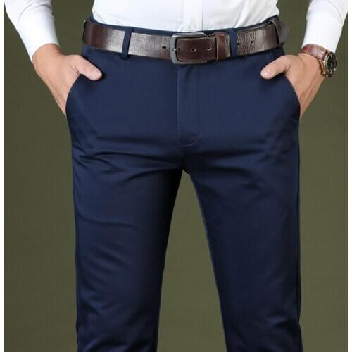 MRMT 2021 Brand Thick Mens Trousers Loose Middle-aged Pants for Male Casual Elastic Tencel Long Trouser