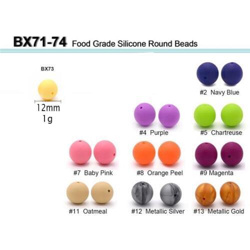 30pc 12mm Silicone Beads Baby Teether Beads Food Grade Nursing Chewing Round Teether Silicone Beads Baby Teething Silicone