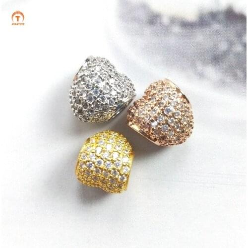 5pcs Round Ball Beads Pendant CZ Micro Pave Shamballa Ball Gold Silver Rose Gold Brass Beads Necklaces For Women Pendant Jewelry