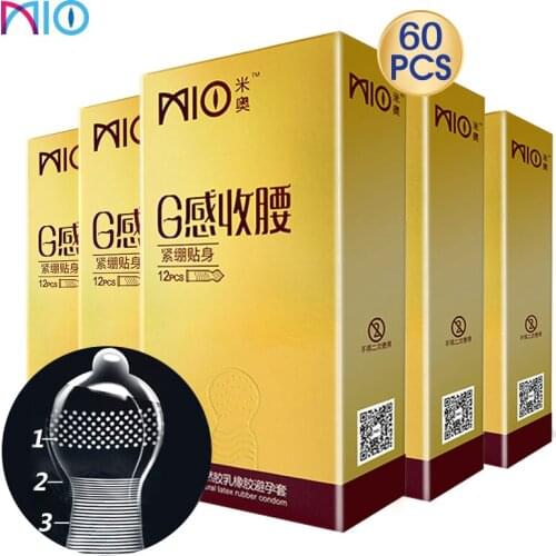 MIO Condoms Tight Fit Natural Latex Condoms Particle Spiral Stimulate Penis Sleeves Adult Sex Intimate Products for Couples