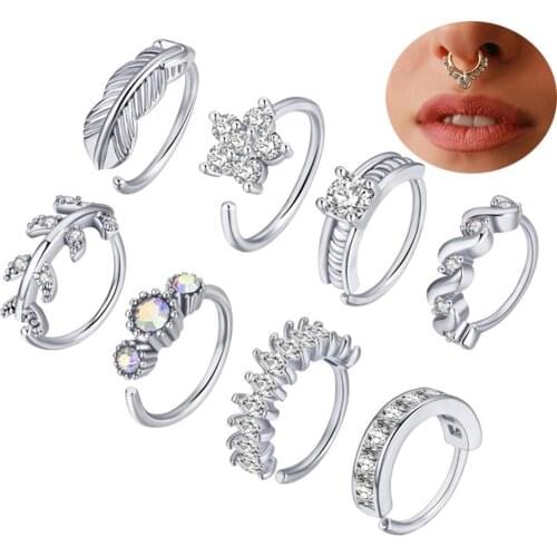 8-Piece Nse Ring Set European and American Simple Human Body Piercing Jewelry Zircon Nose Ring Jewelry