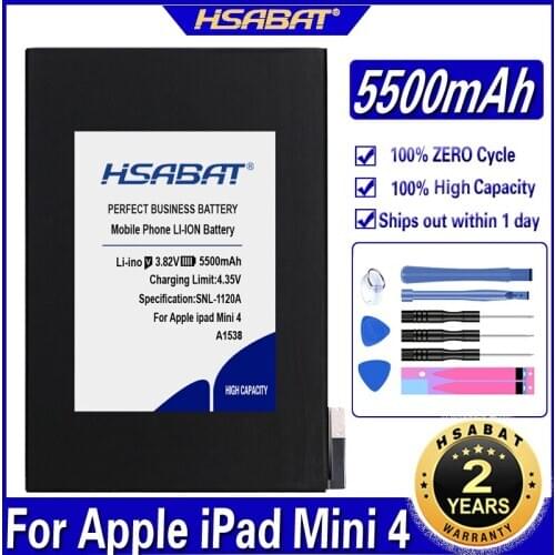 HSABAT A1538 A1546 A1550 5500mAh Battery for Apple iPad Mini 4 Mini4 A1538 A1546 A1550 Batteries
