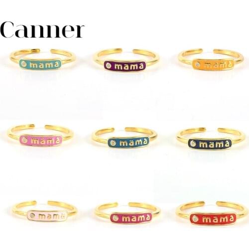 Canner Resizable Finger Rings For Women Mama Ring 925 Sterling Silver Charm Rings Enamel Jewelry Gift 2021 Trend Bague Anillo W5