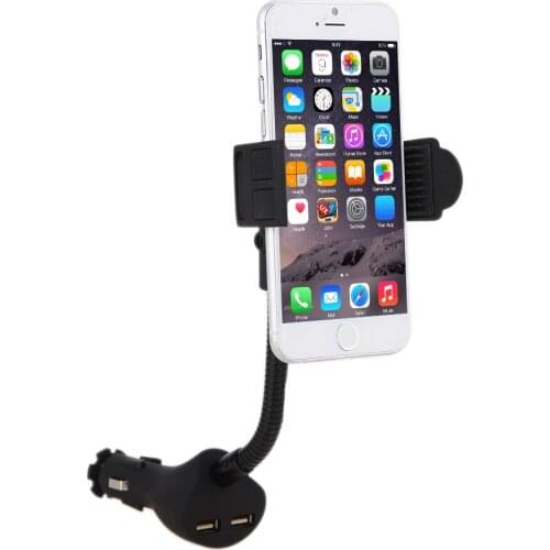 Dual USB Car Smartphone Holder 115.5mm - 173.6mm leghth with 2.1A Charger Charging Adapter
