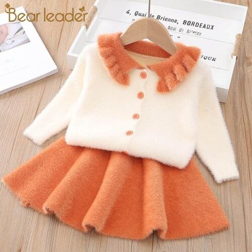 Bear Leader Baby Girls Winter Clothes Set Christmas Outfits Kids Girls Knit Sweater&skirt Fall Girl Clothing Set Kids Costume
